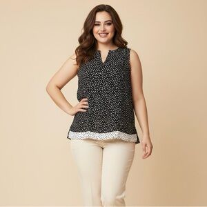 Elegant Black and White Sleeveless Blouse